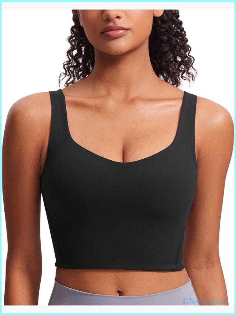 Butterluxe V-Neck Molded Cup Longline Sports Bra Crop Tank Top Yoga